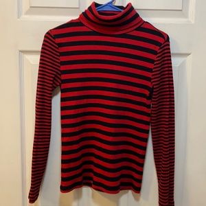 Tommy Hilfiger  Red Black Stripped Turtle Neck